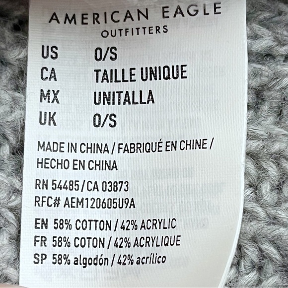 American Eagle Grey Ribbed Knit Fringe Poncho Wrap - Picture 8 of 8